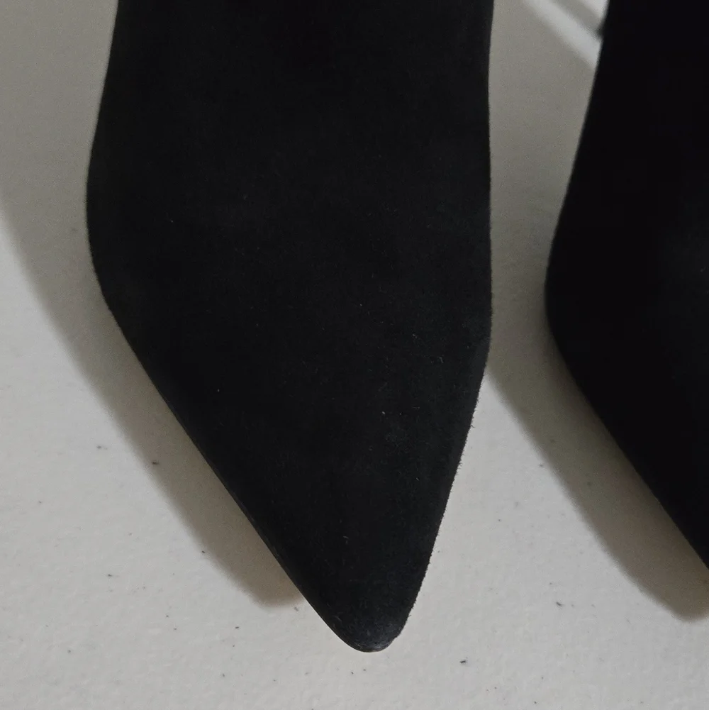 Sam Edelman Black Suede Fiora Ankle Heel Boot Size 7 - Picture 10 of 14